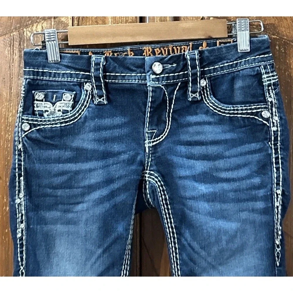 Rock Revival Sherry Straight‎ Jeans Size 24 Y2K Low Rise Stretch EC